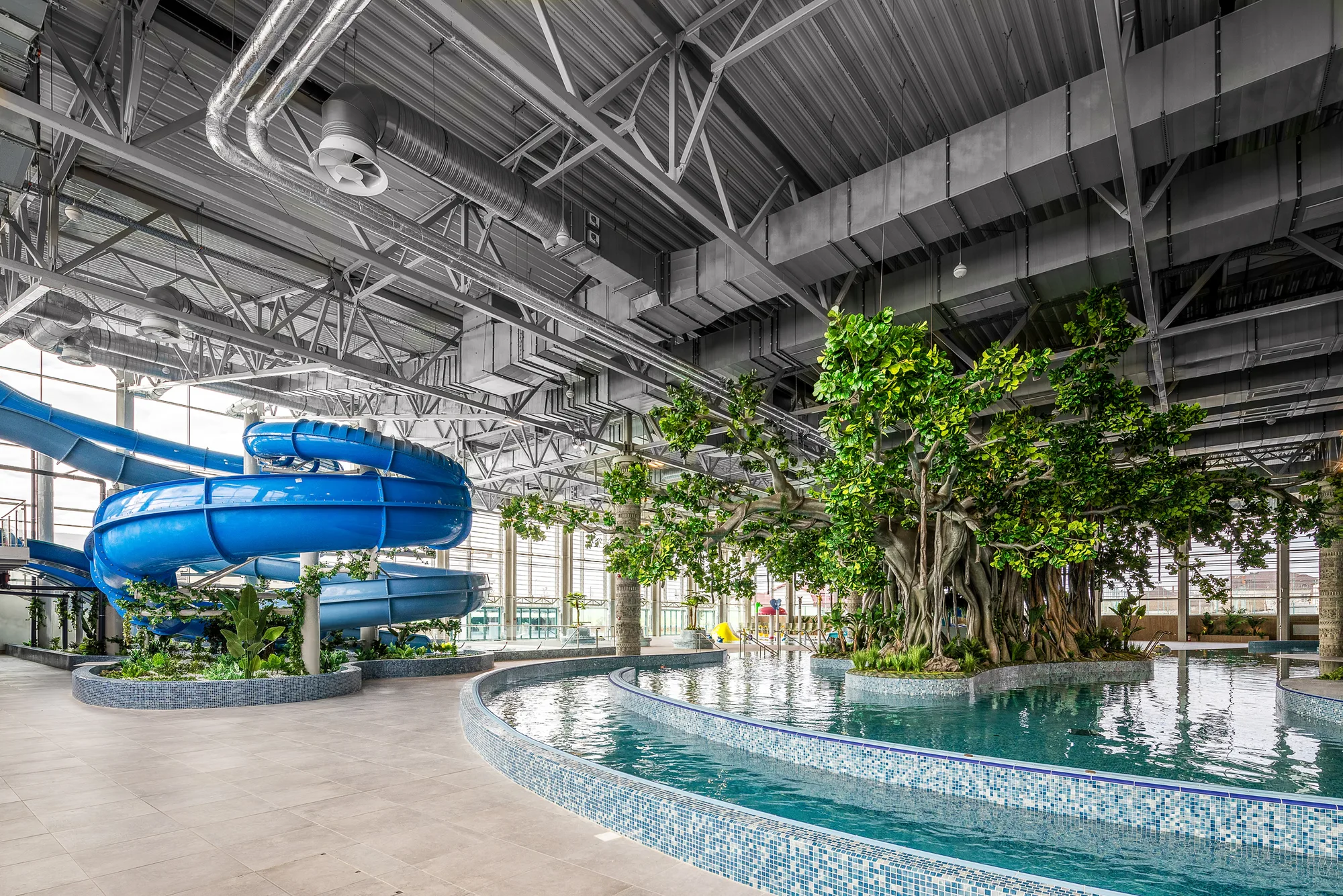 Amenajare interioara comerciala — AMAZONIA AQUAPARK, stil biophilic contemporan, Timisoara. Imagine 1 din 12